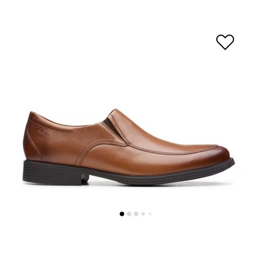 Clarks Men's Whiddon Step Loafer  Dark Tan Leather Size 9‎ W GUC Dress Shoes
